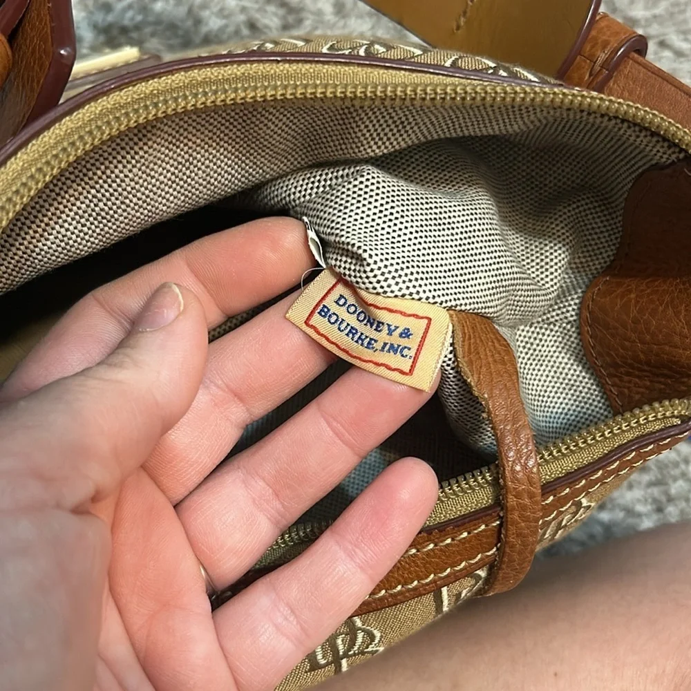 Dooney & Bourke Vintage Hobo Leather Canvas Signature Anniversary Shoulder Bag